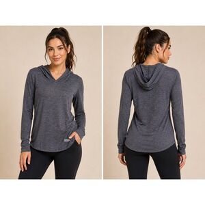Everlast Sport Hoodie Womens Medium‎ Gray Space Dye Long Sleeve Crossover V-Neck